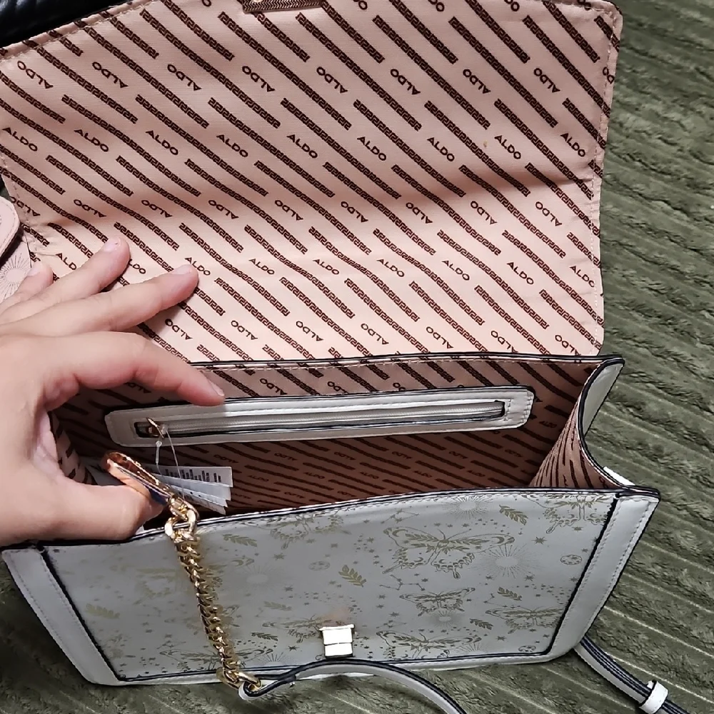 Aldo White and Gold Satchel with Butterfly Design - Picture 8 of 9